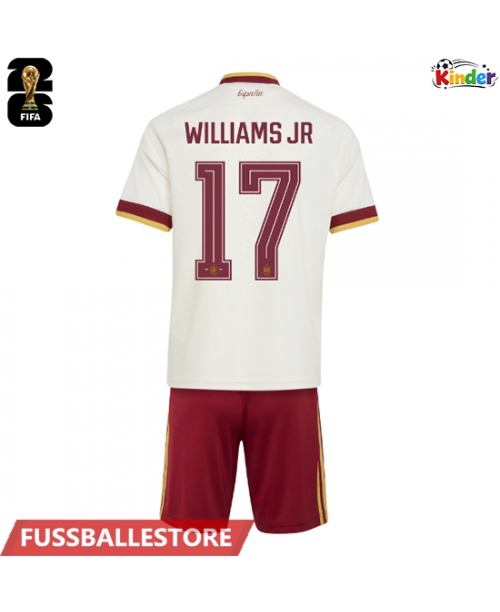 Günstige Spanien Nico Williams #17 Auswärts Trikotsatzt Kinder WM 2026 Kurzarm (+ Kurze Hosen)